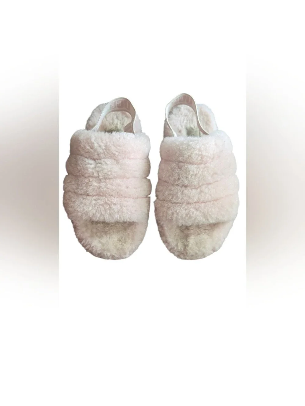 UGG Fluff Yeah Pink Sheepskin Slingback Slide Slippers Kids Girls Size 13